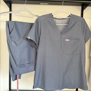 Figs heather denim Scrub Set